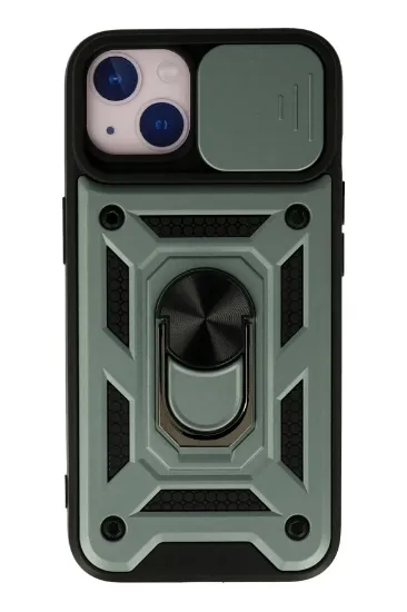 Newface iPhone 13 Kılıf Pars Lens Yüzüklü Silikon - Yeşil resmi