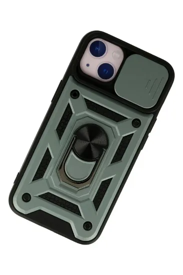 Newface iPhone 13 Kılıf Pars Lens Yüzüklü Silikon - Yeşil resmi
