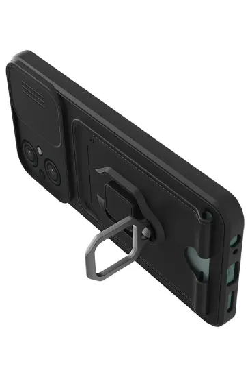 Newface Xiaomi Poco M5 Kılıf Zuma Kartvizitli Yüzüklü Silikon - Siyah resmi