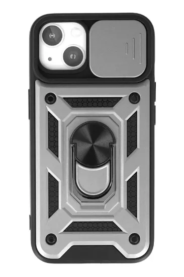 Newface iPhone 13 Kılıf Pars Lens Yüzüklü Silikon - Gümüş resmi