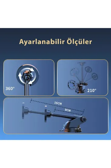 Newface Q33 Ayarlanabilir Yapışkanlı Manyetik Magsafe Araç Tutucu - Siyah resmi
