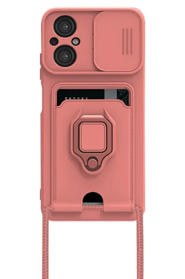 Newface Xiaomi Poco M5 Kılıf Zuma Kartvizitli Yüzüklü Silikon - Pembe resmi