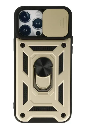 Newface iPhone 13 Pro Max Kılıf Pars Lens Yüzüklü Silikon - Gold resmi