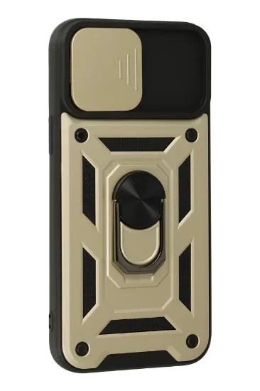 Newface iPhone 13 Pro Max Kılıf Pars Lens Yüzüklü Silikon - Gold resmi