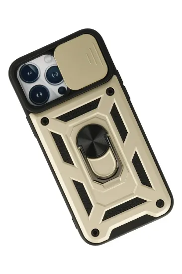 Newface iPhone 13 Pro Max Kılıf Pars Lens Yüzüklü Silikon - Gold resmi
