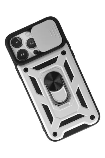 Newface iPhone 13 Pro Max Kılıf Pars Lens Yüzüklü Silikon - Gümüş resmi