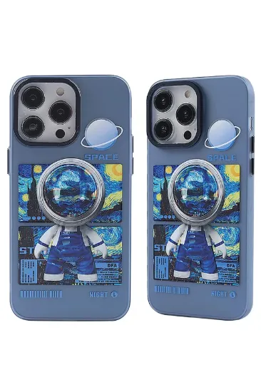 Newface iPhone 14 Pro Max Kılıf Prada Desenli Kapak - Prada Mavi - 1 resmi