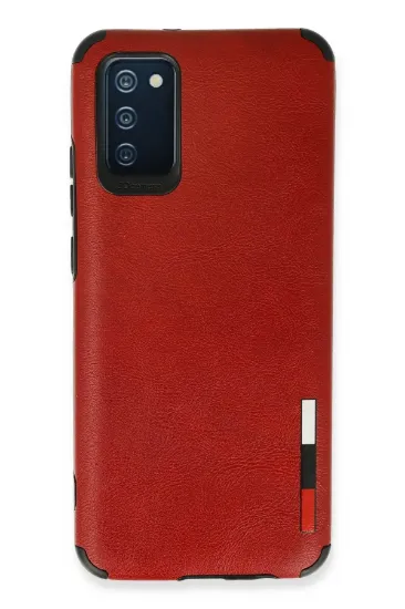 Newface Samsung Galaxy A03S Kılıf Loop Deri Silikon - Kırmızı resmi