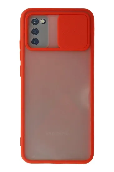Newface Samsung Galaxy A03S Kılıf Palm Buzlu Kamera Sürgülü Silikon - Kırmızı resmi
