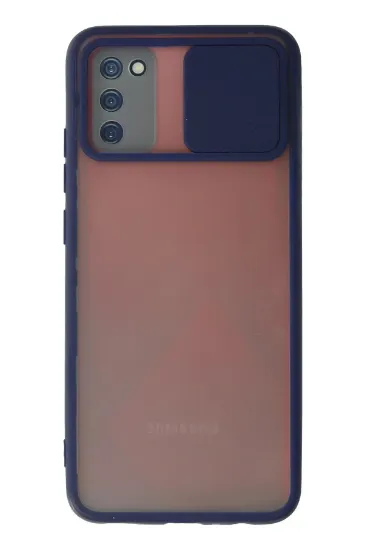 Newface Samsung Galaxy A03S Kılıf Palm Buzlu Kamera Sürgülü Silikon - Lacivert resmi