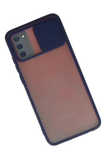 Newface Samsung Galaxy A03S Kılıf Palm Buzlu Kamera Sürgülü Silikon - Lacivert resmi