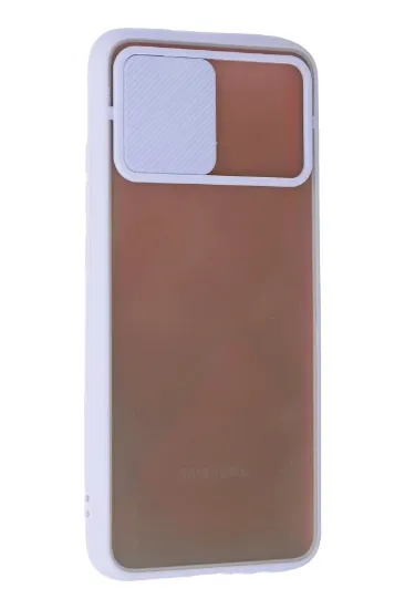 Newface Samsung Galaxy A03S Kılıf Palm Buzlu Kamera Sürgülü Silikon - Lila resmi