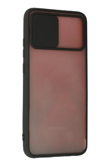 Newface Samsung Galaxy A03S Kılıf Palm Buzlu Kamera Sürgülü Silikon - Siyah resmi