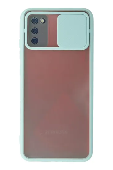 Newface Samsung Galaxy A03S Kılıf Palm Buzlu Kamera Sürgülü Silikon - Turkuaz resmi