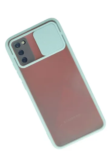 Newface Samsung Galaxy A03S Kılıf Palm Buzlu Kamera Sürgülü Silikon - Turkuaz resmi