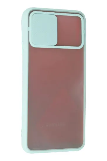 Newface Samsung Galaxy A03S Kılıf Palm Buzlu Kamera Sürgülü Silikon - Turkuaz resmi