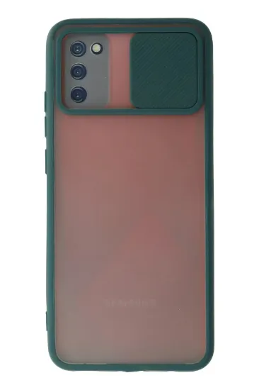 Newface Samsung Galaxy A03S Kılıf Palm Buzlu Kamera Sürgülü Silikon - Yeşil resmi