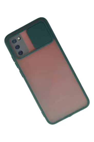 Newface Samsung Galaxy A03S Kılıf Palm Buzlu Kamera Sürgülü Silikon - Yeşil resmi