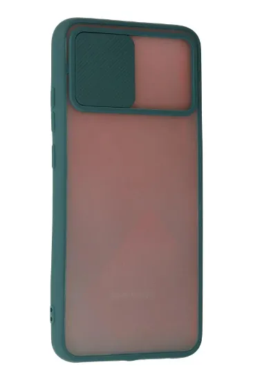 Newface Samsung Galaxy A03S Kılıf Palm Buzlu Kamera Sürgülü Silikon - Yeşil resmi