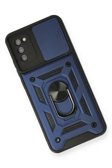 Newface Samsung Galaxy A03S Kılıf Pars Lens Yüzüklü Silikon - Lacivert resmi