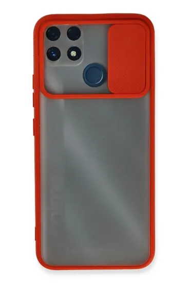 Newface Realme C25 Kılıf Palm Buzlu Kamera Sürgülü Silikon - Kırmızı resmi