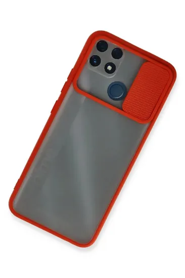 Newface Realme C25 Kılıf Palm Buzlu Kamera Sürgülü Silikon - Kırmızı resmi