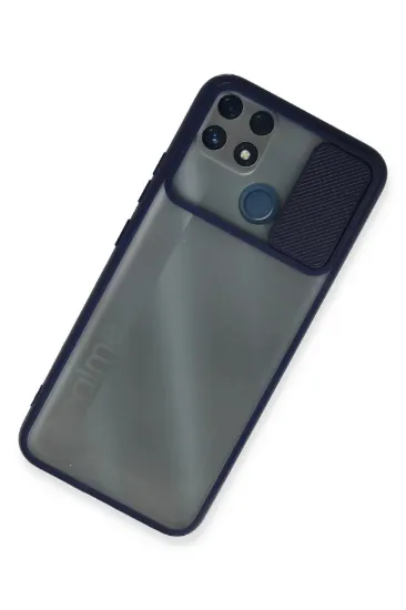 Newface Realme C25 Kılıf Palm Buzlu Kamera Sürgülü Silikon - Lacivert resmi