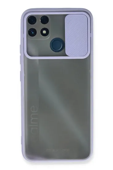 Newface Realme C25 Kılıf Palm Buzlu Kamera Sürgülü Silikon - Lila resmi