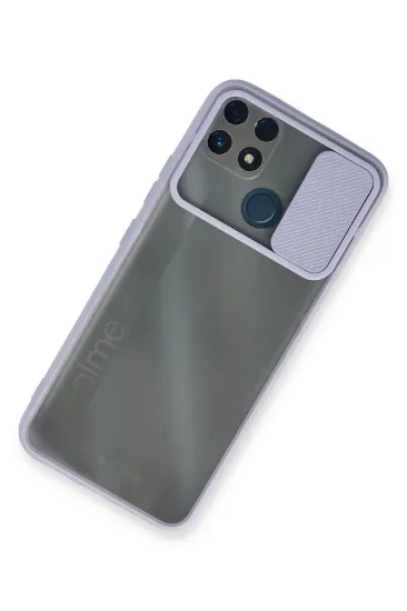 Newface Realme C25 Kılıf Palm Buzlu Kamera Sürgülü Silikon - Lila resmi