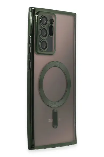 Newface Samsung Galaxy Note 20 Ultra Kılıf Kross Magneticsafe Kapak - Koyu Yeşil resmi