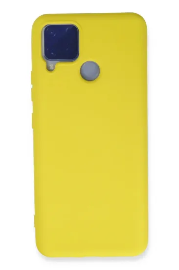 Newface Realme C15 Kılıf Nano içi Kadife Silikon - Sarı resmi