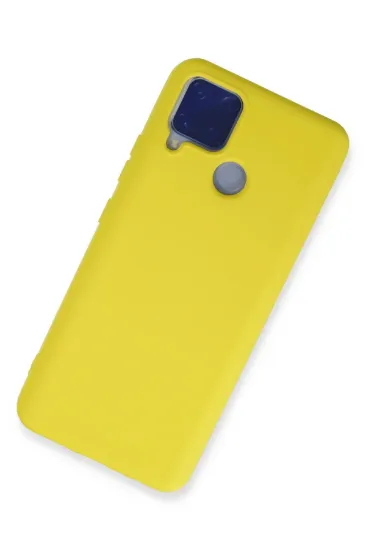 Newface Realme C15 Kılıf Nano içi Kadife Silikon - Sarı resmi