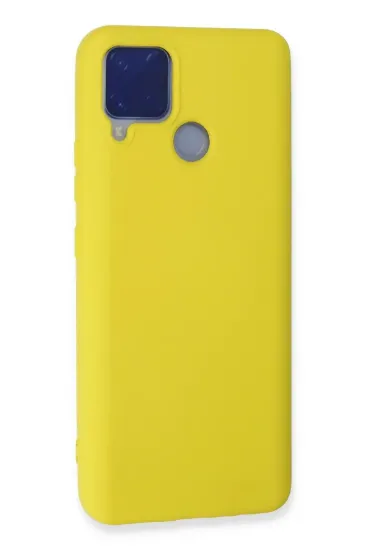 Newface Realme C15 Kılıf Nano içi Kadife Silikon - Sarı resmi