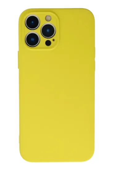 Newface iPhone 13 Pro Kılıf Nano içi Kadife Silikon - Sarı resmi