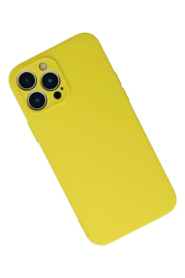 Newface iPhone 13 Pro Max Kılıf Nano içi Kadife Silikon - Sarı resmi