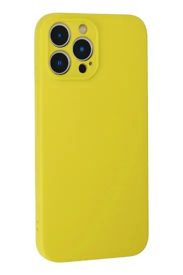 Newface iPhone 13 Pro Max Kılıf Nano içi Kadife Silikon - Sarı resmi