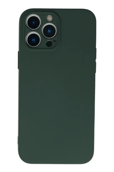 Newface iPhone 13 Pro Max Kılıf Nano içi Kadife Silikon - Koyu Yeşil resmi