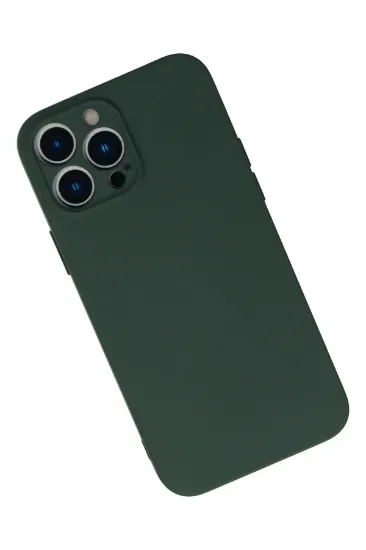 Newface iPhone 13 Pro Max Kılıf Nano içi Kadife Silikon - Koyu Yeşil resmi