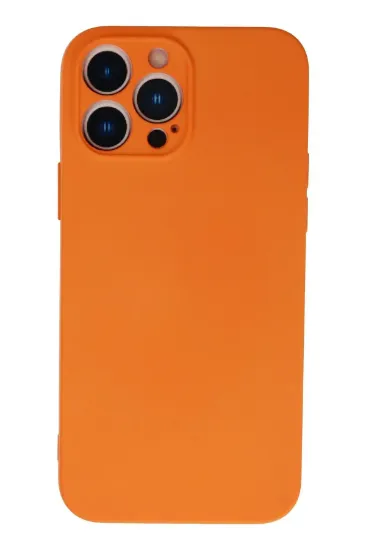 Newface iPhone 13 Pro Max Kılıf Nano içi Kadife Silikon - Turuncu resmi