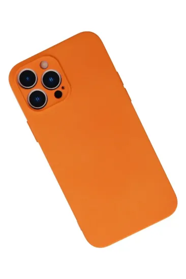 Newface iPhone 13 Pro Max Kılıf Nano içi Kadife Silikon - Turuncu resmi