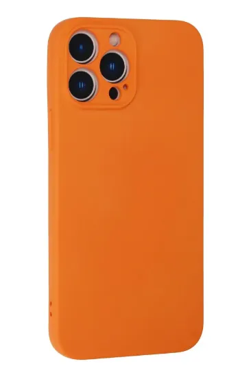 Newface iPhone 13 Pro Max Kılıf Nano içi Kadife Silikon - Turuncu resmi