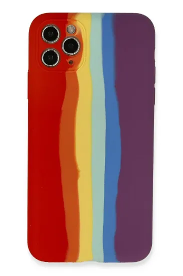 Newface iPhone 11 Pro Kılıf Ebruli Lansman Silikon - Kırmızı-Mor resmi