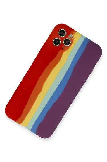 Newface iPhone 11 Pro Kılıf Ebruli Lansman Silikon - Kırmızı-Mor resmi