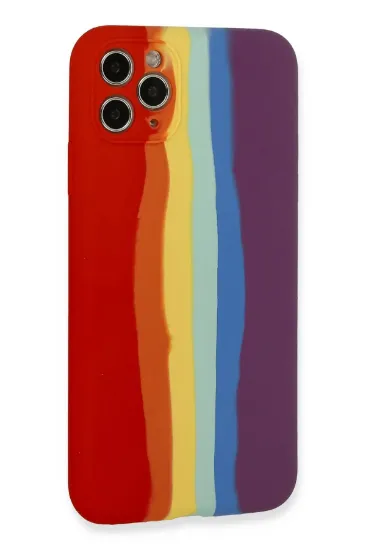 Newface iPhone 11 Pro Kılıf Ebruli Lansman Silikon - Kırmızı-Mor resmi