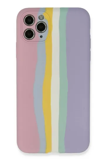 Newface iPhone 11 Pro Kılıf Ebruli Lansman Silikon - Pembe-Lila resmi