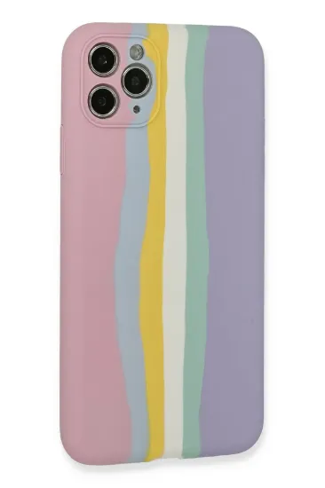 Newface iPhone 11 Pro Kılıf Ebruli Lansman Silikon - Pembe-Lila resmi