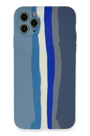 Newface iPhone 11 Pro Kılıf Ebruli Lansman Silikon - Mavi-Gri resmi