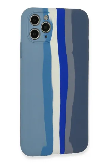 Newface iPhone 11 Pro Kılıf Ebruli Lansman Silikon - Mavi-Gri resmi