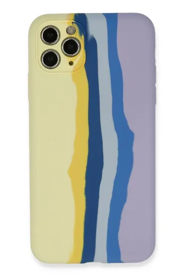 Newface iPhone 11 Pro Kılıf Ebruli Lansman Silikon - Sarı-Lila resmi
