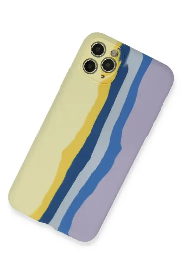 Newface iPhone 11 Pro Kılıf Ebruli Lansman Silikon - Sarı-Lila resmi